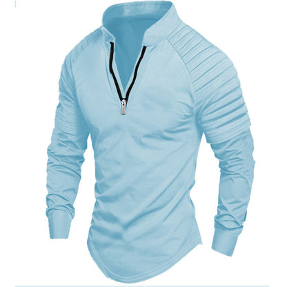 Men's sporty long-sleeve shirt with stand-up collar and zipper Skorter