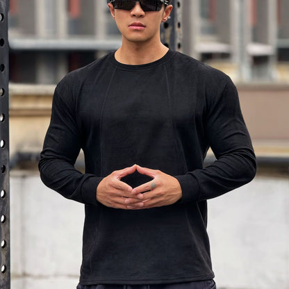 Men's Long Sleeve Sports Shirt with Seamless Processing and Fitted Cut Skorter