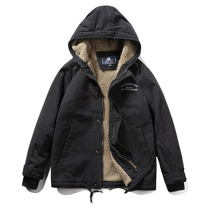 Men's warm fleece jacket with hood and insulating inner lining Skorter