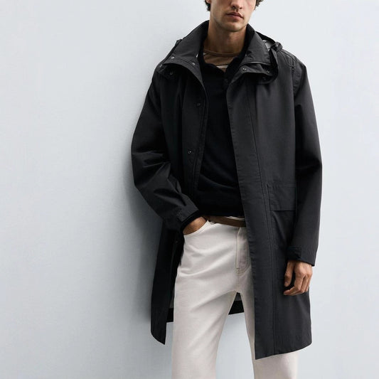 Men's windproof rain jacket with adjustable hood collar and large pockets Skorter