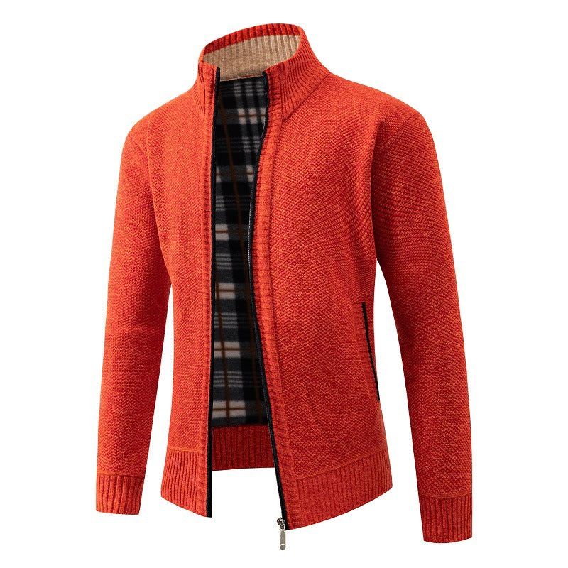 Herrkardigan med modern ståkrage och praktiska sidofickor Skorter