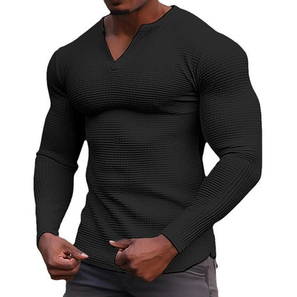 Men's stylish long-sleeve T-shirt with structured V-neck Skorter