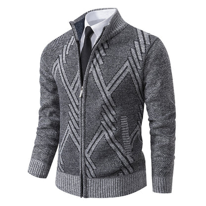 Men's cardigan with modern geometric patterns Skorter