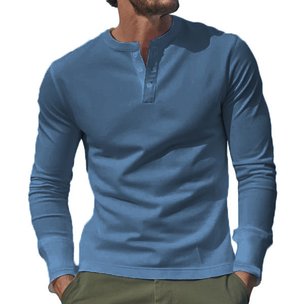 Men's Long Sleeve Shirt with Button Placket made of Comfortable Cotton Blend Skorter