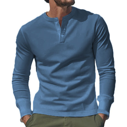 Men's Long Sleeve Shirt with Button Placket made of Comfortable Cotton Blend Skorter