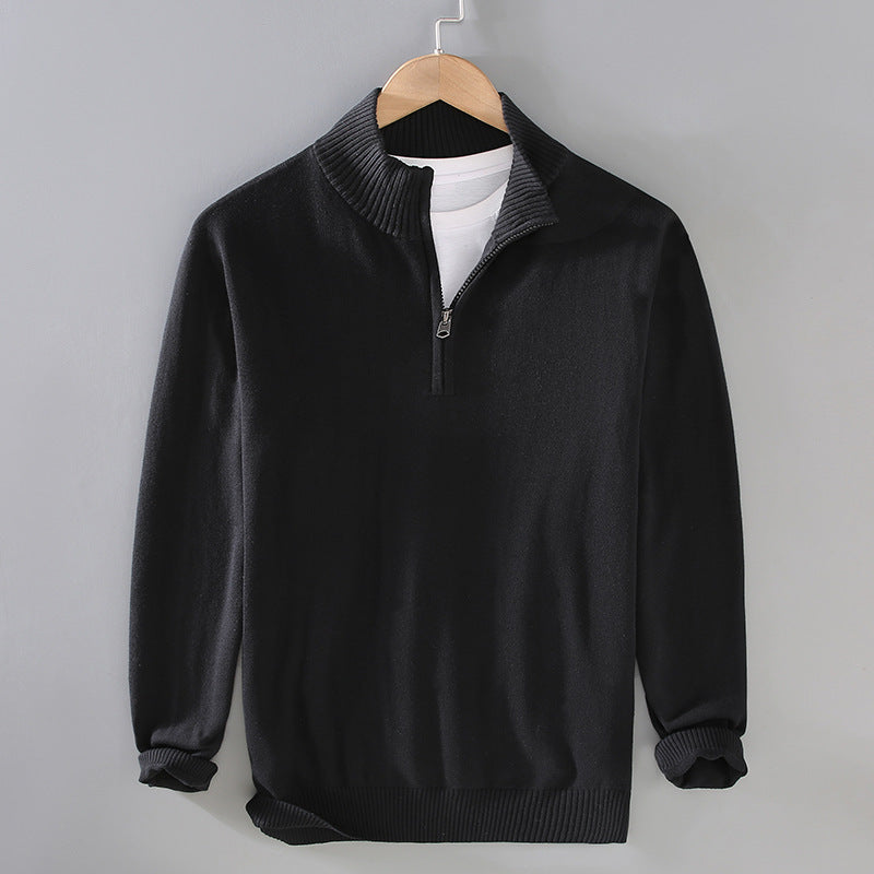 Men's comfortable pullover with modern stand-up collar and discreet zipper opening Skorter