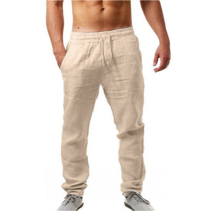 Men's airy linen pants in relaxed fit with practical drawstring Skorter