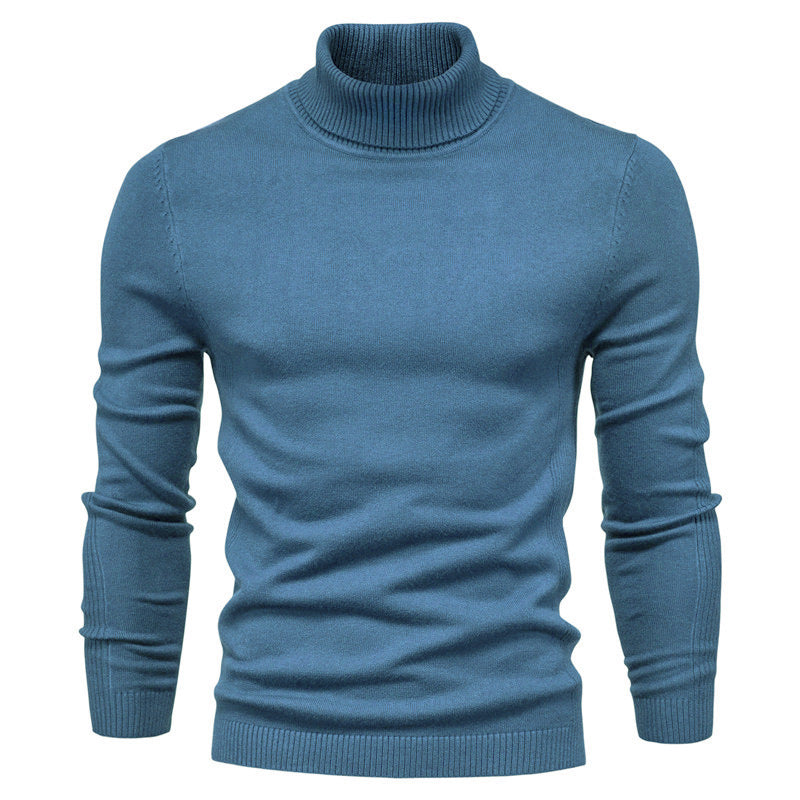 Men's chunky turtleneck sweater made of warming material with a textured surface Skorter