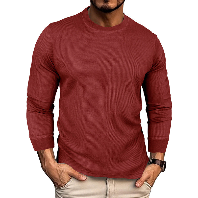 Men's Fashion Long Sleeve Shirt with Textured Ribbed Look Skorter