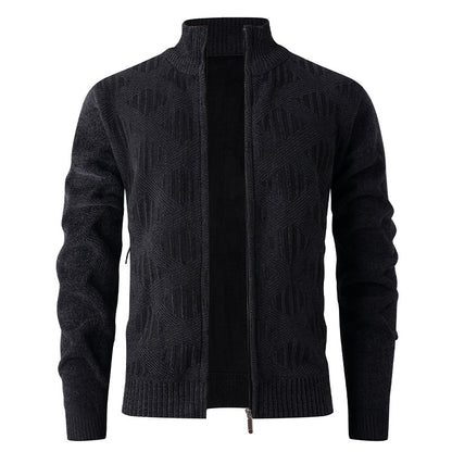 Men's cardigan with textured design and modern zipper Skorter