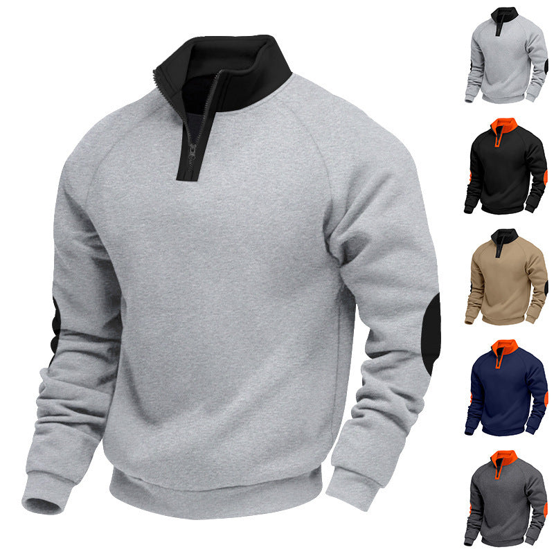 Men's sporty pullover with stand-up collar and practical zipper details Skorter