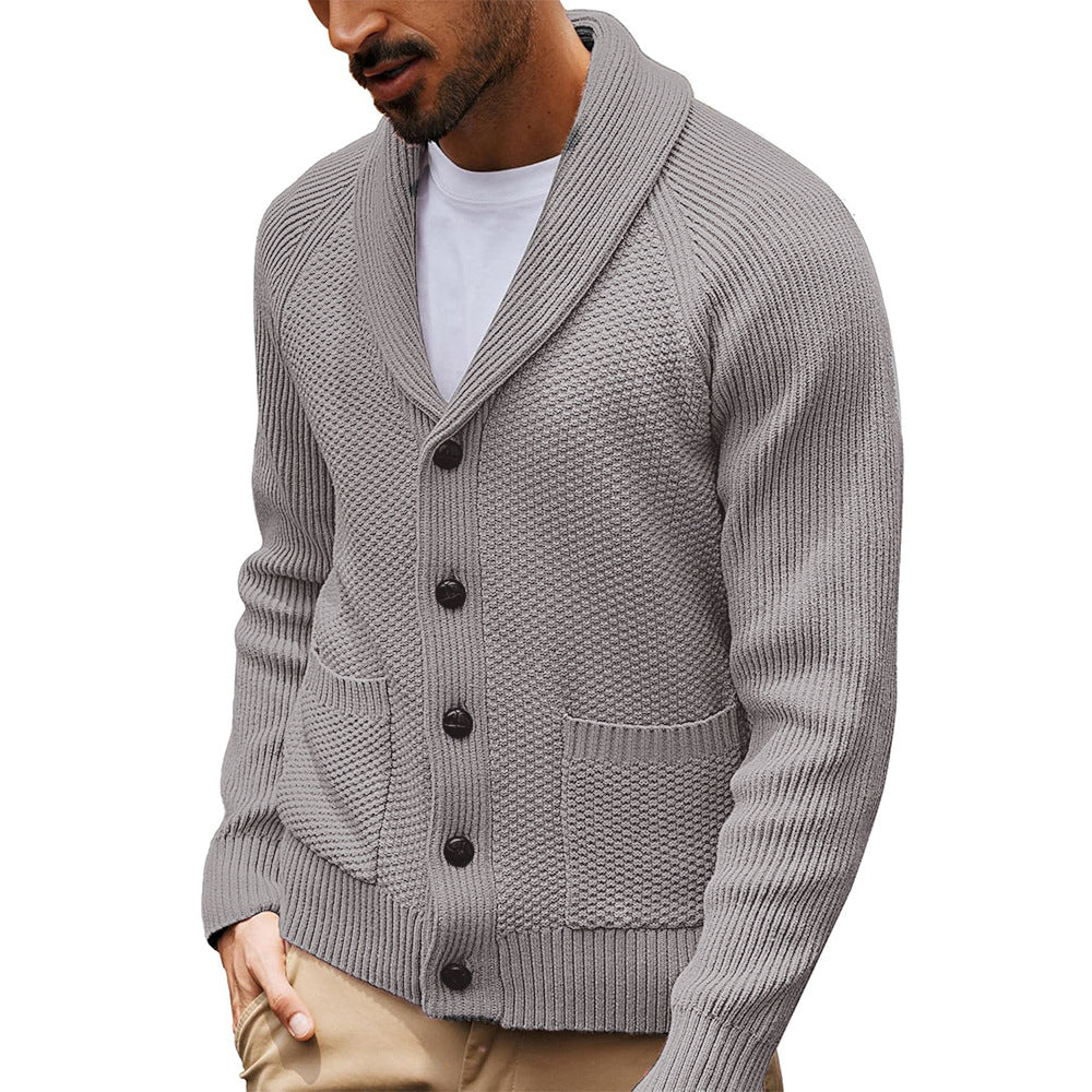 Men's cardigan with textured design and practical shawl collar Skorter