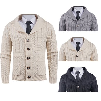 Men's cardigan with modern shawl collar and practical buttons Skorter