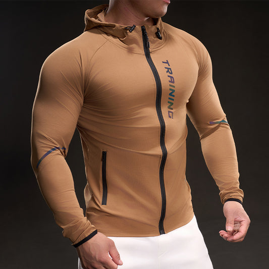 Andningsbar träningsjacka för män med lätt material och praktiska fickor Skorter