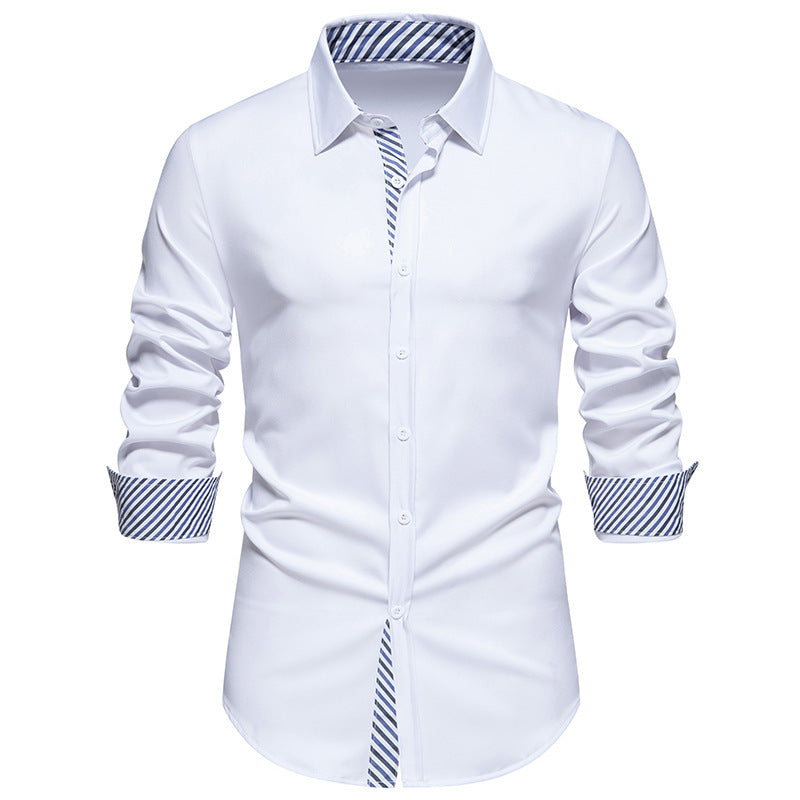 Men's Long Sleeve Shirt with Modern Contrast Design Skorter