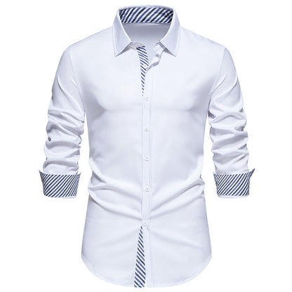 Men's Long Sleeve Shirt with Modern Contrast Design Skorter