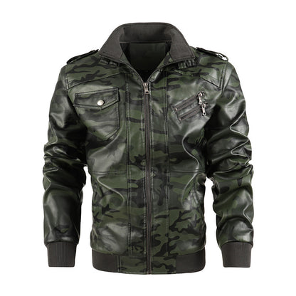 Herrkamouflagejacka med snygga blixtlåsförsedda fickor Skorter