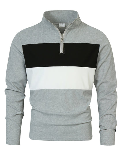 Men's stylish sweater with zipper and color block design Skorter