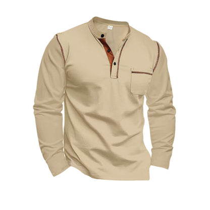 Men's long-sleeved shirt with fashionable collar and practical breast pocket Skorter