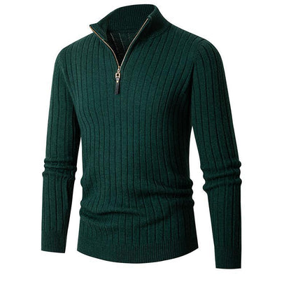 Men's pullover with stand-up collar and textured rib design Skorter