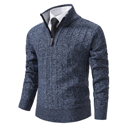 Men's stylish knitted sweater with zipper and high collar Skorter