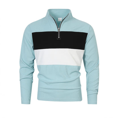 Men's stylish sweater with zipper and color block design Skorter