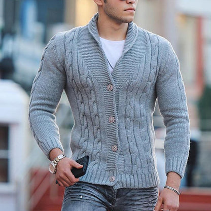 Men's cardigan with unique cable pattern and trendy shawl collar Skorter