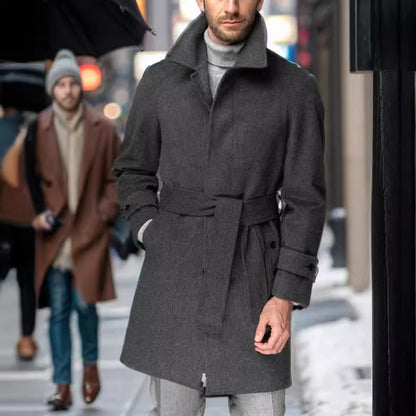 Men's elegant trench coat with waist belt and modern accents Skorter