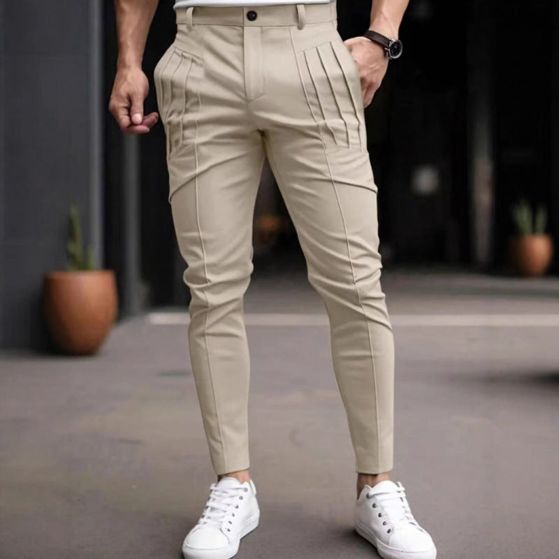 Men's stylish Slim-Fit suit trousers with pleated design Skorter