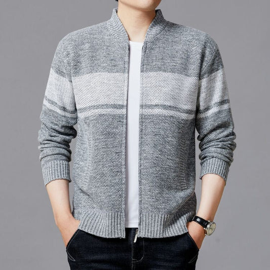 Men's cardigan with modern zipper and textured design Skorter