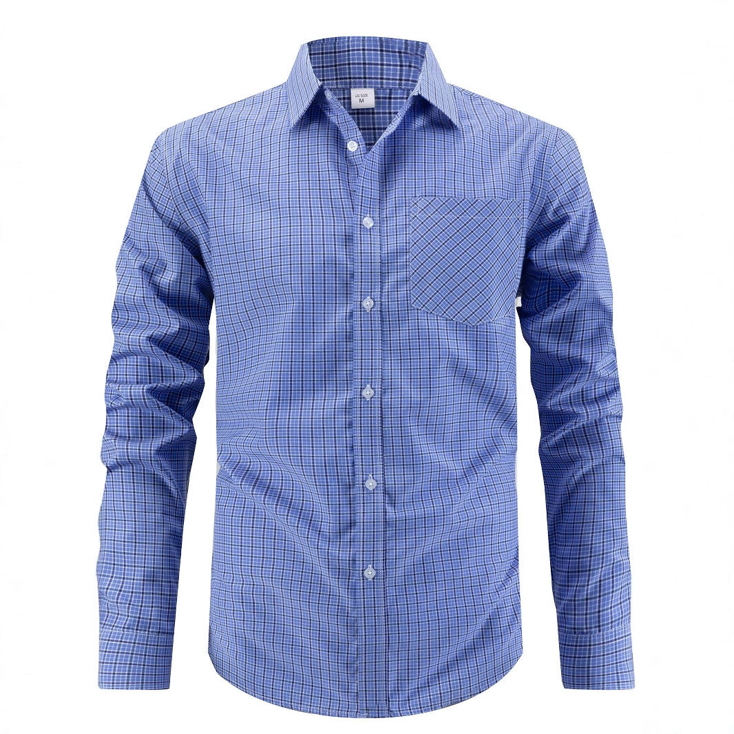 Men's stylish long-sleeved shirt with checked pattern Skorter