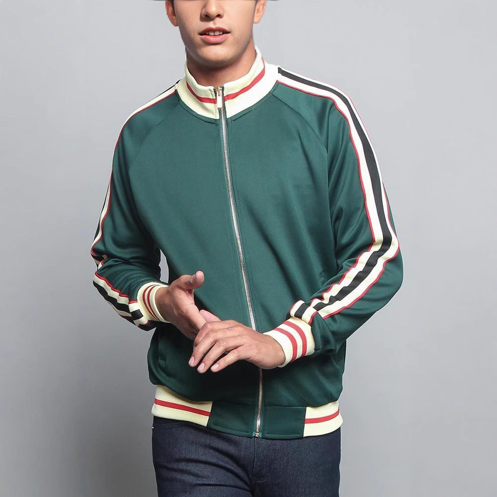 Men's sporty sweat jacket with contrasting color accents and high-quality zipper Skorter