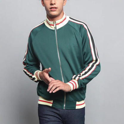 Men's sporty sweat jacket with contrasting color accents and high-quality zipper Skorter