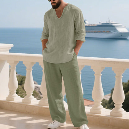 Luftig linnekostym för män Skorter