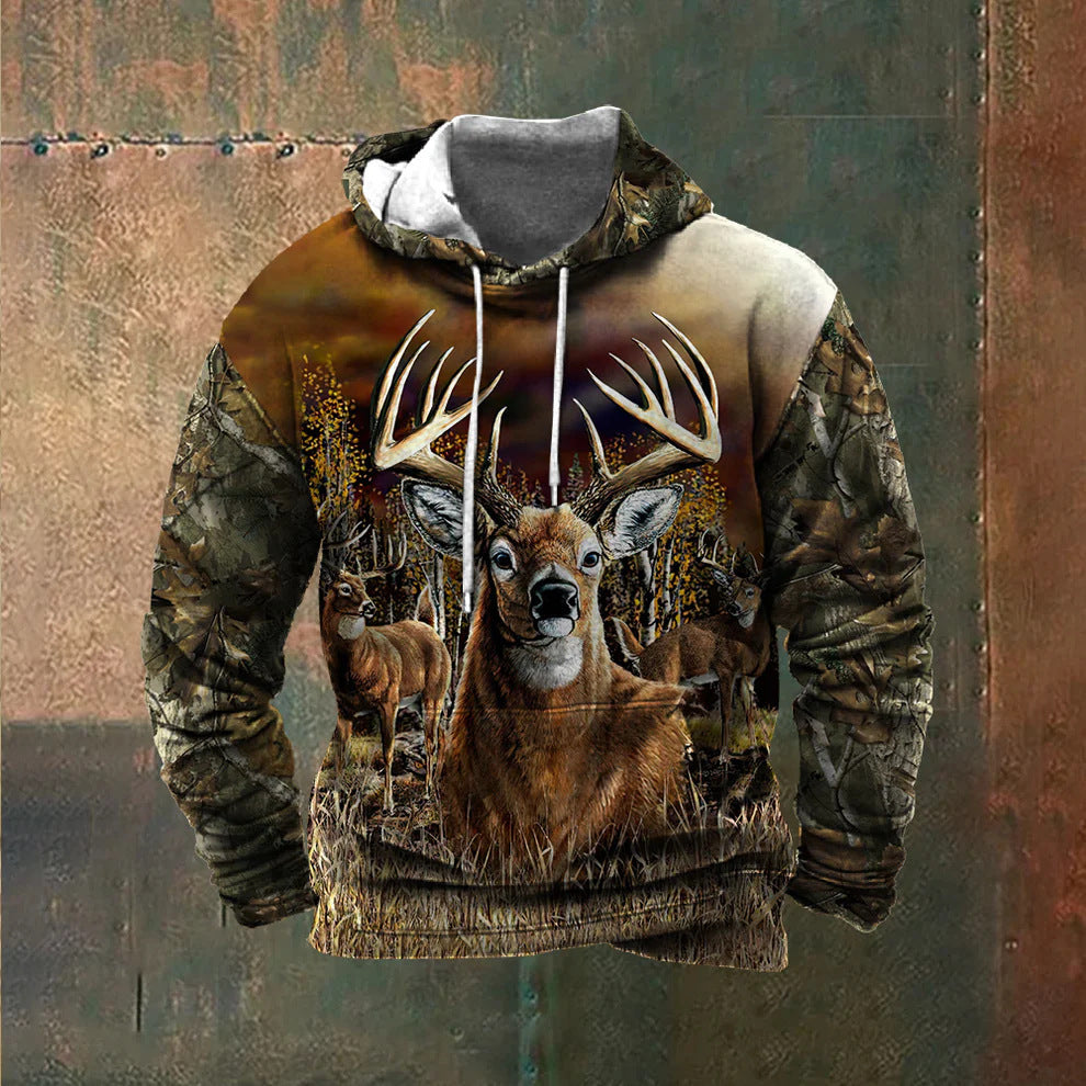 Men's hoodie with impressive wildlife print and patriotic accents Skorter
