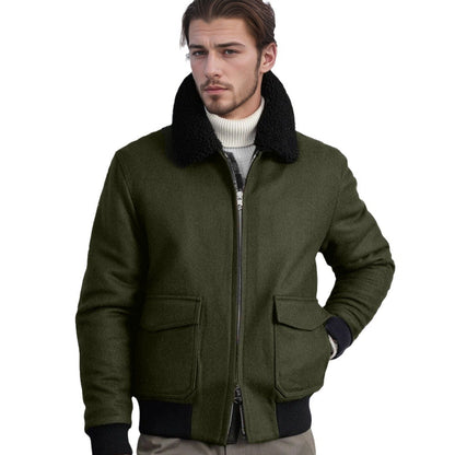 Men's warm fleece jacket with stand-up collar and practical pockets Skorter