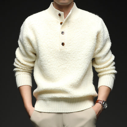 Men's sweater with textured surface and practical button closure Skorter