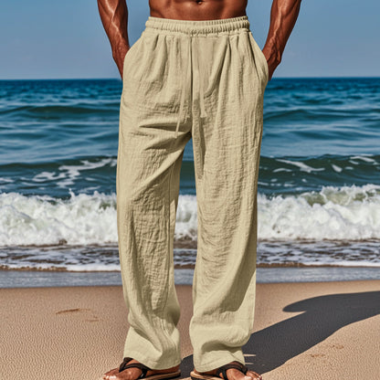 Men's airy beach pants with elastic waistband and practical side pockets Skorter