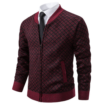 Men's cardigan with modern zip closure and textured design Skorter