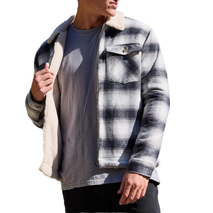 Men's stylish flannel jacket with warm fleece lining Skorter