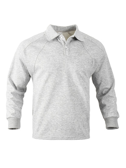 Men's Sporty Long Sleeve Polo Shirt with Modern Structured Design and Comfortable Cuffs Skorter