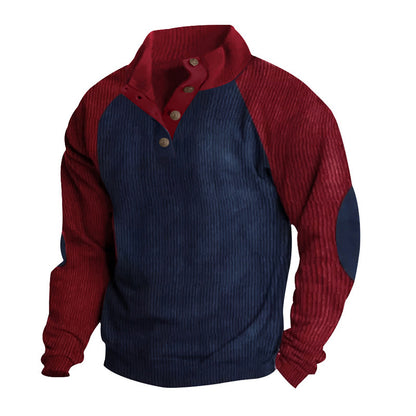 Men's structured pullover shirt with button placket and leather details Skorter