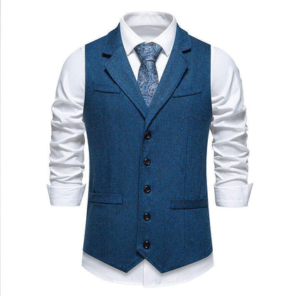 Men's suit vest in elegant herringbone pattern with practical pockets Skorter