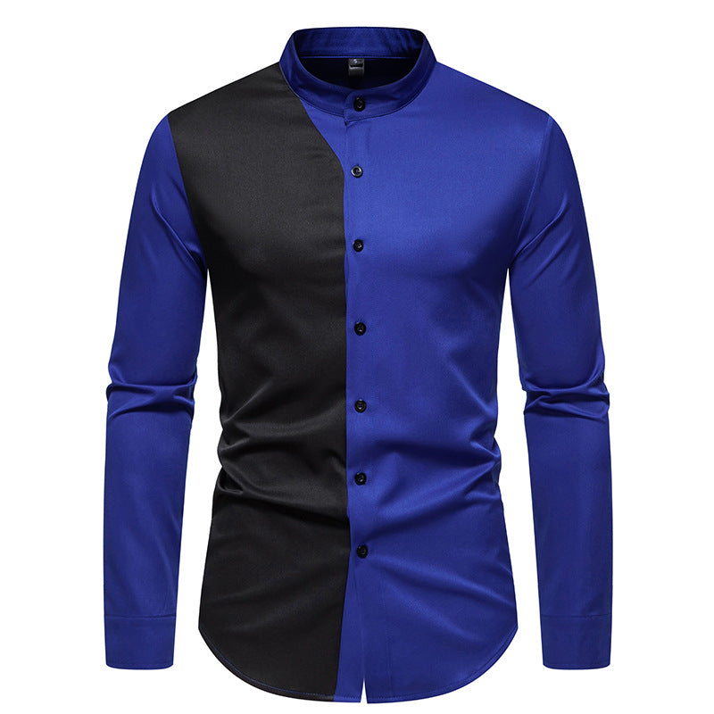 Men's stylish long sleeve shirt with chic color block design Skorter