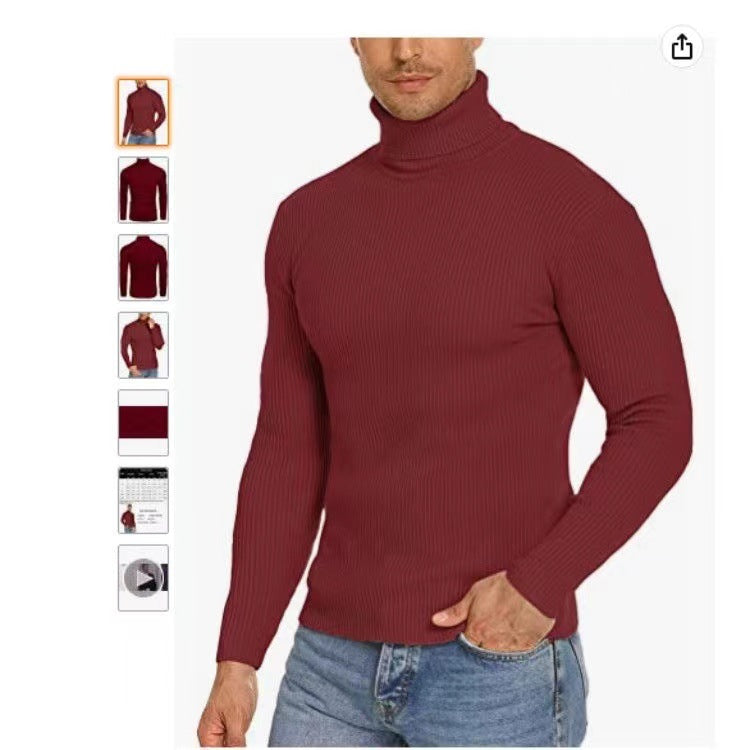 Men's Stand Collar Sweater made of Ribbed Knit Skorter