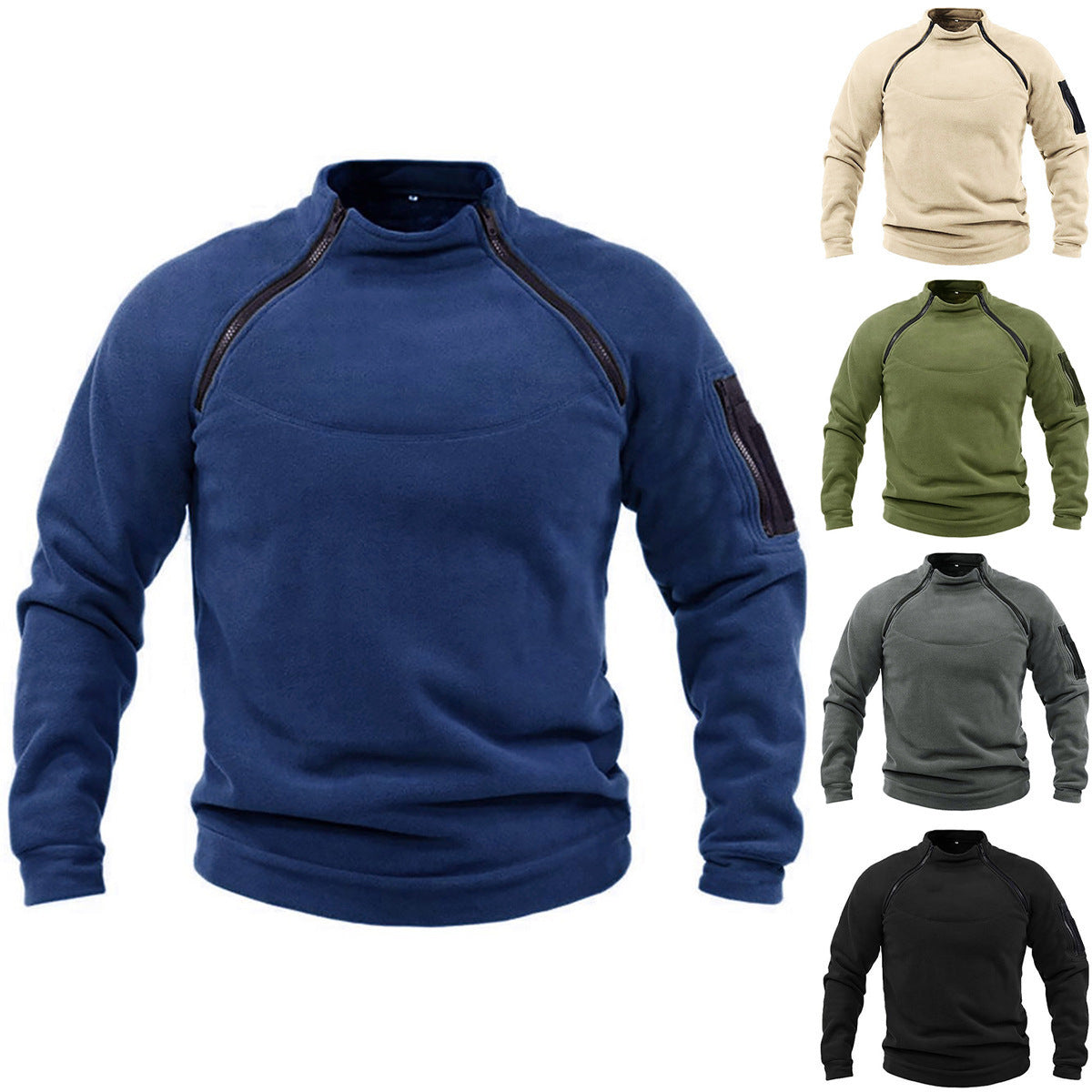 Men's thermal fleece pullover with high collar and practical pockets Skorter