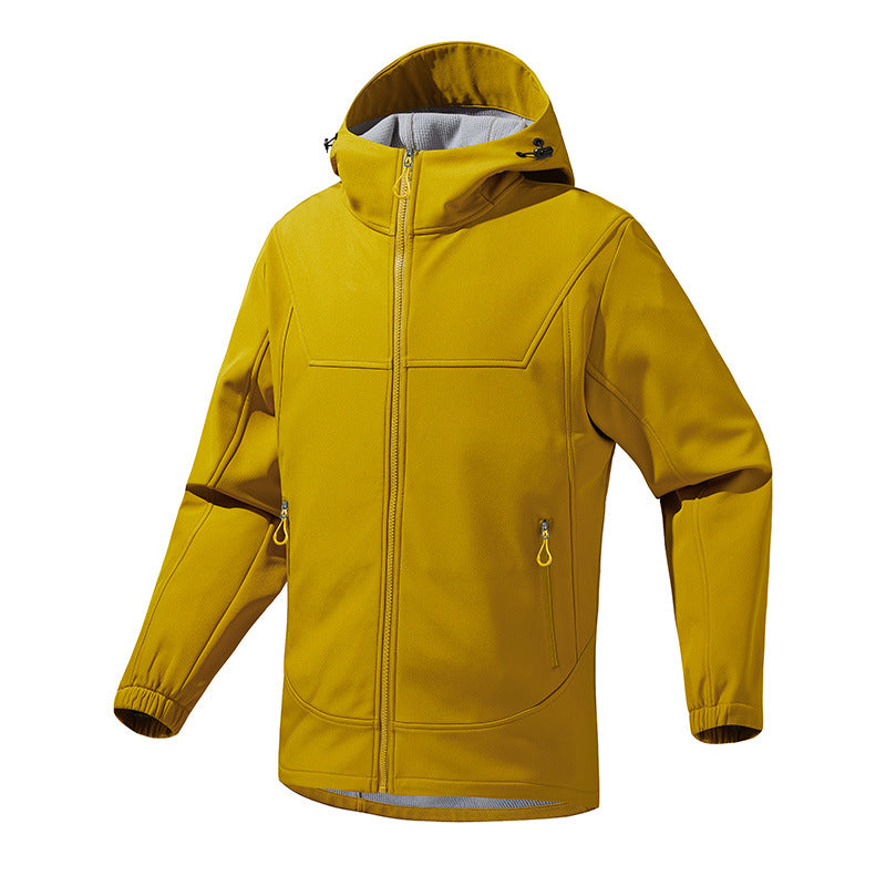 Men's Breathable Softshell Jacket with Adjustable Hood System Skorter