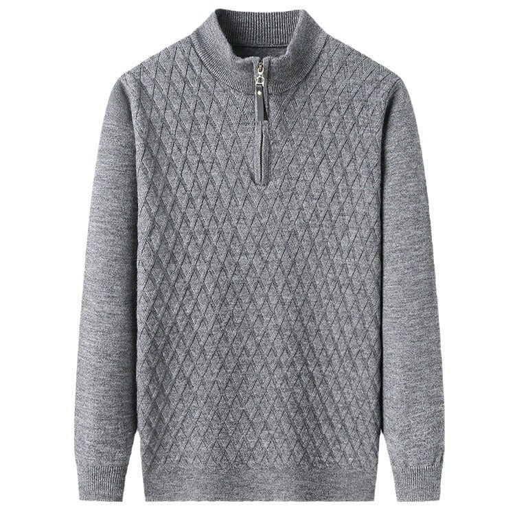 Men's sweater with modern diamond pattern and zipper Skorter
