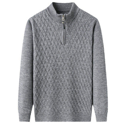 Men's sweater with modern diamond pattern and zipper Skorter