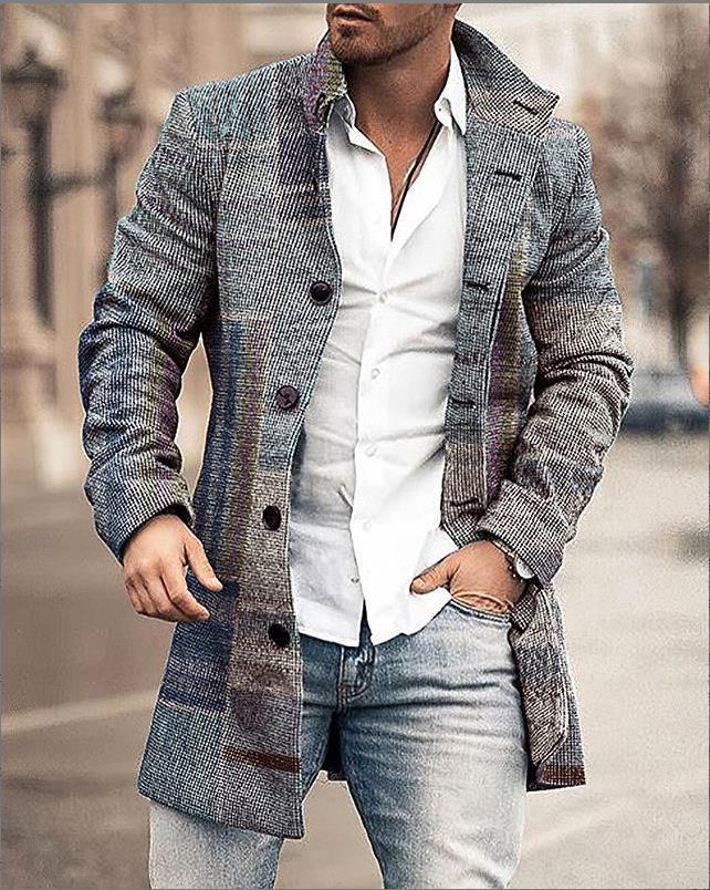 Men's wool coat in modern check design with tailored fit Skorter
